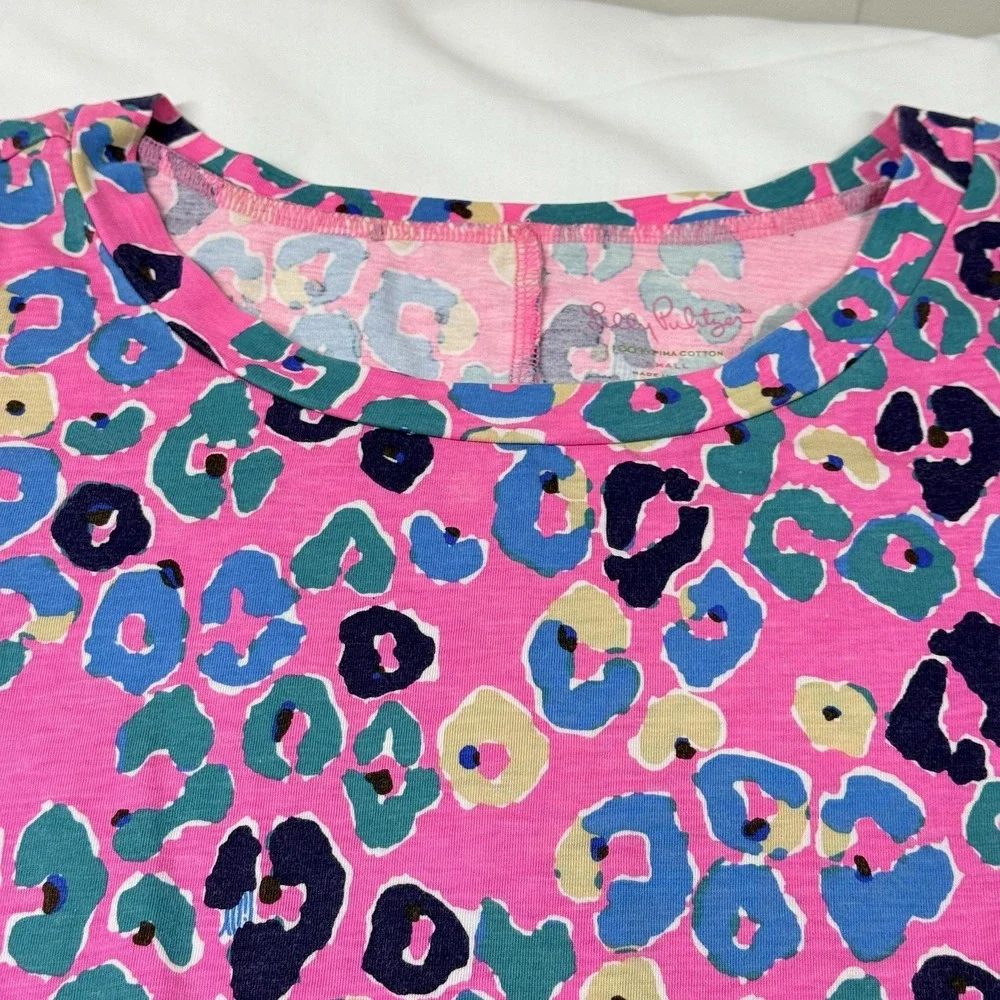 Lilly Pulitzer Corine Dress‎ Small Paws Off Pink Leopard Print Small 3/4 Sleeve